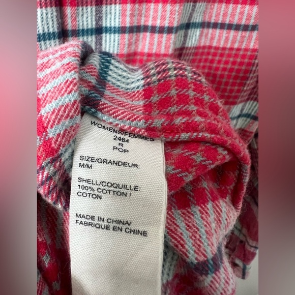 Woolrich Womens Size Medium Red White Blue Flannel Button Down Shirt - Picture 7 of 9